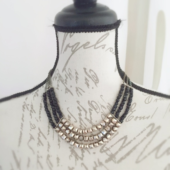 Jewelry - Black Beaded Rockstar Necklace Statement